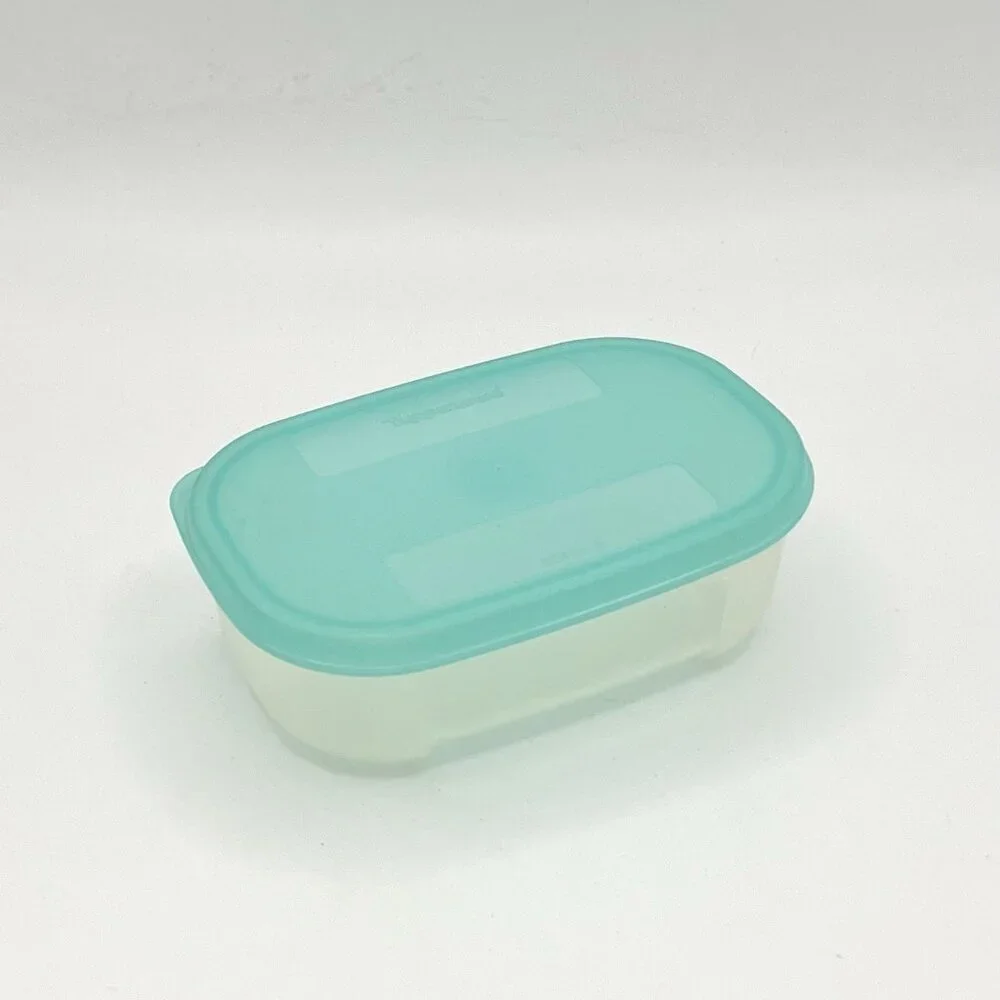 VTG Tupperware 4 oz Mini Snack Keeper 4160C Teal Lid Small Storage Container USA